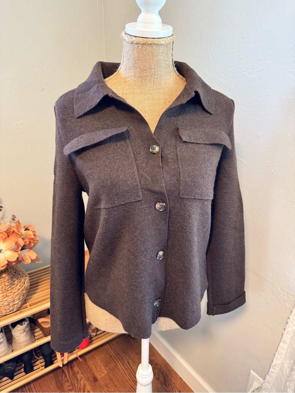 Banana Republic Chocolate Brown Button Up Sweater